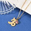 304 Stainless Steel Glass Drill Birth Stone Constellation Pendant Necklaces LS-STAS-D305-08G-J-5