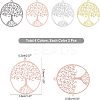 8Pcs 4 Colors Filigree Tree of Life Brass Pendants KK-NB0002-56-4