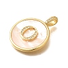 Rack Plating Brass Micro Pave Clear Cubic Zirconia Pendants with Shell KK-M309-42G-O-3