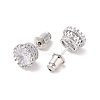 Rack Plating Brass Pave Single Cubic Zirconia Stud Earrings X-EJEW-I304-02P-02-2
