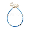 Evil Eye Lampwork & Glass Seed Beaded Bracelet with Real 18K Gold Plated 304 Stainless Steel Clasps BJEW-JB09998-2
