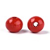 Spray Painted Round Natural Schima Wood Beads WOOD-A018-8mm-07-2