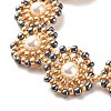Shell Pearl Flower Link Bracelet BJEW-JB08084-04-4