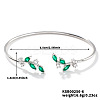 Elegant Brass Cubic Zirconia Leaf Cuff Bangles for Women VL7639-6-1