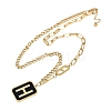 Ion Plating(IP) 304 Stainless Steel Black Enamel H Rectangle Pendant Twisted Chain Necklaces for Women NJEW-M078-01G-3