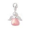 Heart Angel Acrylic & Glass Pearl Pendant Decoration X1-HJEW-JM02366-4