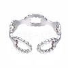 Non-Tarnish 304 Stainless Steel Oval Wrap Open Cuff Ring RJEW-T023-18P-2