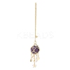 Natural Amethyst with Rack Plating Brass Pendants Decorations AJEW-B023-01G-05-1