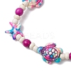 Starfish & Turtle Synthetic Turquoise Dyed Beads Stretch Bracelets for Women BJEW-JB11920-04-3