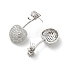 Cherry Brass Micro Pave Cubic Zirconia Stud Earrings EJEW-M077-12P-01-2