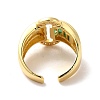 Ion Plating(IP) Cubic Zirconia Oval Buckle Shape Open Cuff Ring RJEW-C041-09G-4
