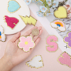 Lightning Bolt & Castle & 5-Petal Flower & Letter A~Z & Heart & Rainbow Towel Embroidery Style Cloth Iron on/Sew on Patches DIY-GL0004-17-3