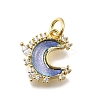 Brass Micro Pave Clear Cubic Zirconia with Glass Charms KK-G525-06G-2