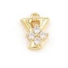 Brass Micro Pave Clear Cubic Zirconia Charms KK-Z151-18G-Y-1