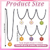 48Pcs 6 Colors Alloy Enamel Flower Pendant Waxed Cord Necklaces NJEW-GO00002-2