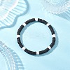 2Pcs 2 Styles Natural Lava Rock & White Shell Flat Round Beads Stretch Bracelets for Men Women BJEW-JB12462-3