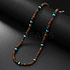 Retro Men's Coconut & Synthetic Turquoise Heishi Beaded Necklaces OX2630-3-1