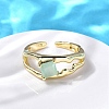 Square Brass Cat Eye Cuff Rings RJEW-G344-01G-03-2