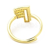 Mixed Color Enamel Initial Letter Adjustable Ring with Clear Cubic Zirconia RJEW-P045-01G-F-3