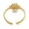 Ion Plating(IP) 304 Stainless Steel Synthetic Turquoise Cuff Rings G-Z056-01G-05-3
