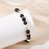 3Pcs 3 Styles Natural Lava Rock & Larvikite & Shell Pearl Beaded Stretch Bracelets for Kids BJEW-JB14097-2