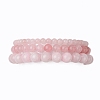 3Pcs Round Natural Rose Quartz Beads Stretch Bracelets BJEW-JB10963-1