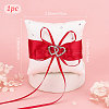Tribute Silk Wedding Ring Pillow with Polyester Ribbon and Alloy Heart DIY-WH0325-48C-2