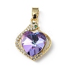 Real 18K Gold Plated Rack Plating Brass Micro Pave Clear Cubic Zirconia Pendants KK-C015-16G-04-1