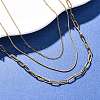 304 Stainless Steel Paperclip Chain 3 Layer Necklaces NJEW-T016-18G-1