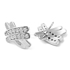 Rack Plating Brass Pave Cubic Zirconia Criss Cross Stud Earrings for Women EJEW-D059-28P-2