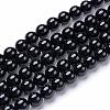 Natural Black Onyx Round Bead Strands G-T055-12mm-10-1