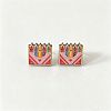 Back to School Printed Wood Stud Earrings for Women WGA6698-01-1