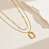 French Stainless Steel Irregular Square Pendant Double-layer Necklaces for Women AH9008-2