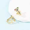 Brass Micro Pave Cubic Zirconia T-Shaped Stud Earrings EJEW-B153-07G-3
