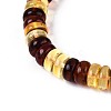 Natural Amber Beaded Stretch Bracelets for Men Women BJEW-T018-20-3