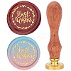 Brass Wax Seal Stamps with Wood Handle AJEW-WH0412-0097-1
