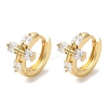 Brass Pave Clear Cubic Zirconia Hoop Earrings EJEW-M258-02G-1