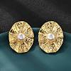 Oval Brass ABS Plastic Imitation Pearl Stud Earrings EJEW-S258-03G-2