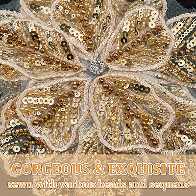 2Pcs Flower Glitter with Rhinestone Decorative Corsages for Clothing Accessories PATC-FH0001-31-1