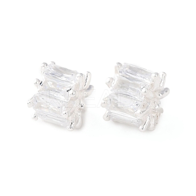 Brass Micro Pave Cubic Zirconia European Beads KK-C157-09D-S-1