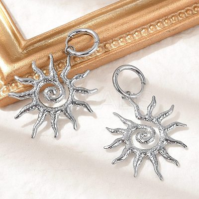304 Stainless Steel Sun Hoop Earrings EJEW-M073-01P-1