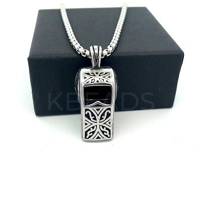 304 Stainless Steel Punk Whistle Pendant Necklaces BE9352-1