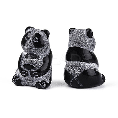 Natural Obsidian Panda Display Decorations G-T144-80-1