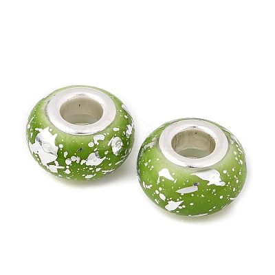 Opaque Resin Rondelle European Beads RESI-Z046-03G-1