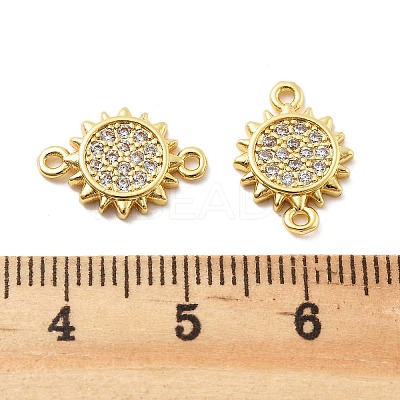 Brass Micro Pave Clear Cubic Zirconia Connector Charms KK-P304-01G-1