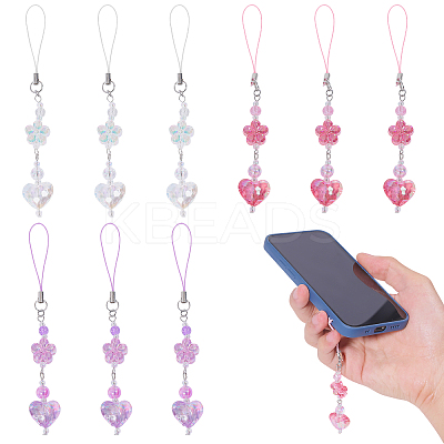 9Pcs 3 Colors Acrylic Mobile Straps HJEW-GO00075-1