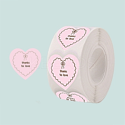 500Pcs Heart with Thank You Roll Stickers DIY-U008-01G-1