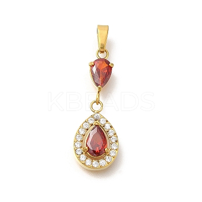 Ion Plating(IP) 304 Stainless Steel Micro Pave Cubic Zirconia Pendants STAS-H228-03G-05-1