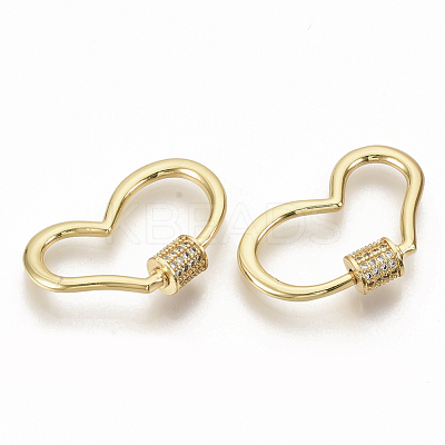 Brass Micro Pave Clear Cubic Zirconia Screw Carabiner Lock Charms ZIRC-S066-007-1