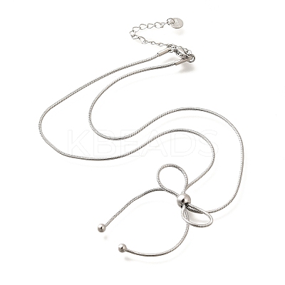 304 Stainless Steel Bowknot Pendant Snake Chain Necklaces for Women NJEW-R014-01P-1